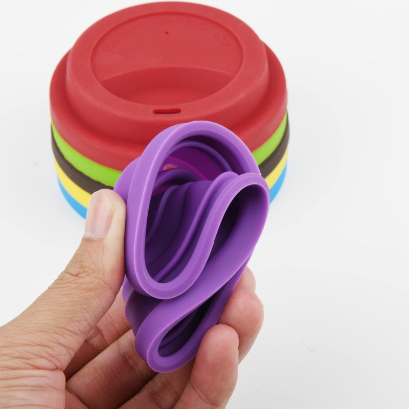 CM COSMOS Pack of 6 Anti-Dust Spill Proof Soft Silicone Replacement Coffee Mug Lids Cover, Cup Lid Cover - Image 3